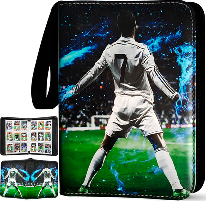 Soccer Card Binder 900 Pockets, 50 Sleeves Large Soccer Binder 3 Ring Zipper Trading Cards Holder 9 Pocket, Sport Card Collection Folder Book Storage