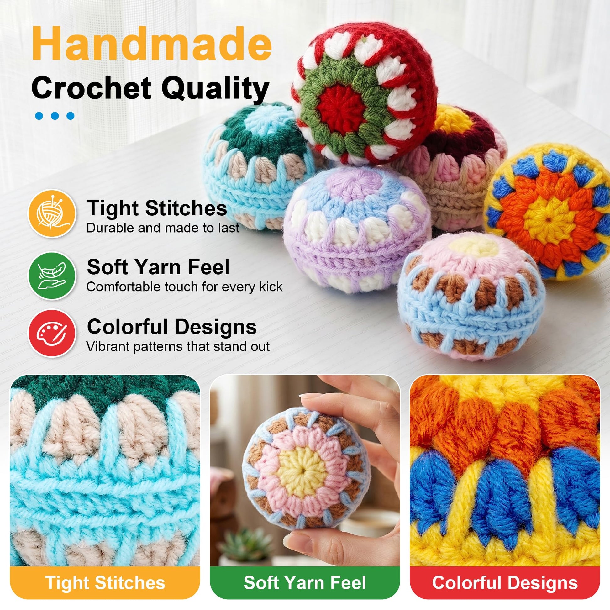 3 Pack Crochet Footbags Hacky Set