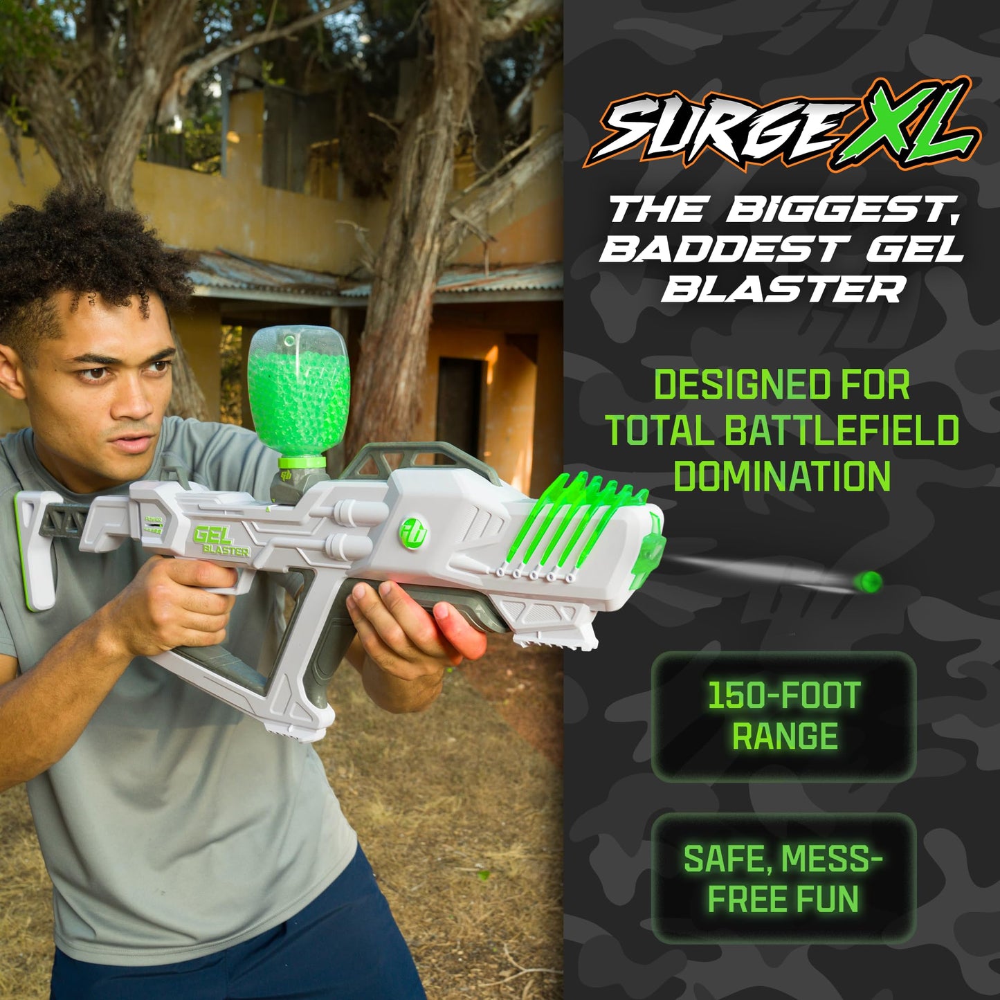 The Original Supersized Gel Blaster Surge XL - Splat Ball Gun 150+ Foot Range - Toy Gel Blasters - Semi, Full-Auto, Triple Burst Modes - Outdoor Games