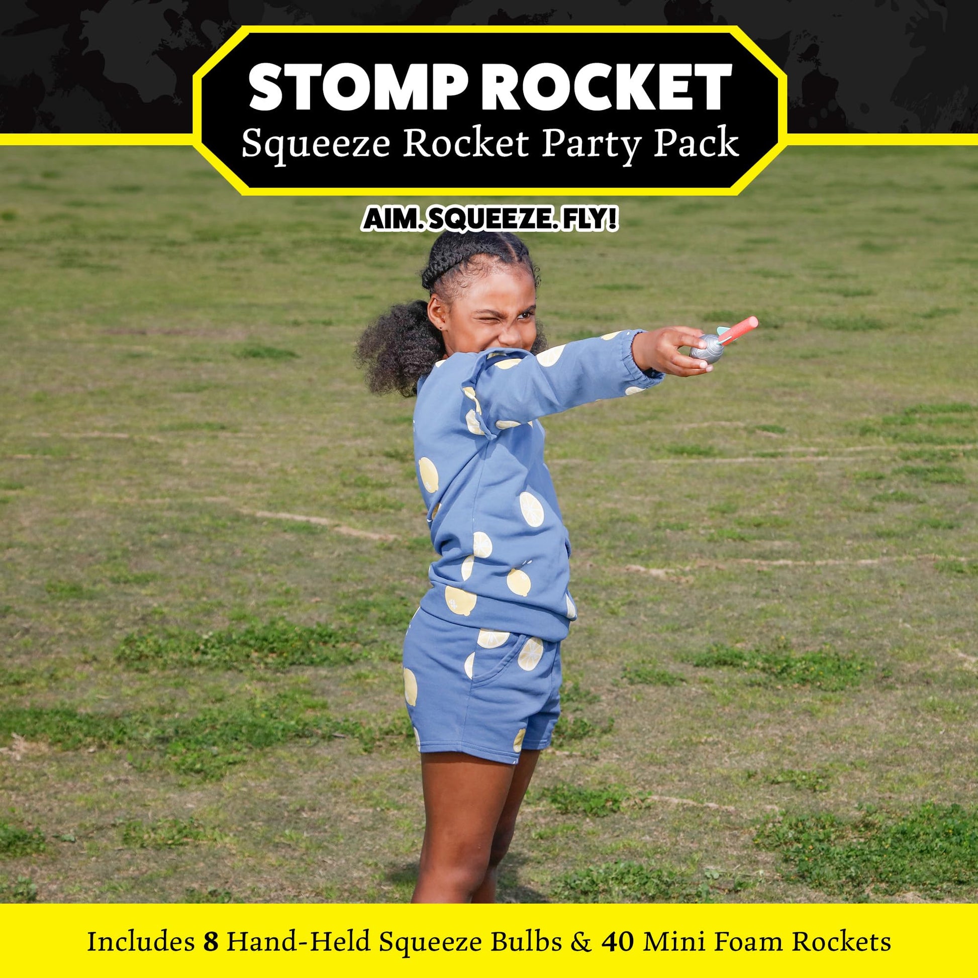 Stomp Rocket Squeeze Rocket 8 Player Party Pack - Includes 8 Launchers, 40 Soft Foam Rockets - Rocket Launcher STEM Gift - Ages 4 & Up - Fun Backyard