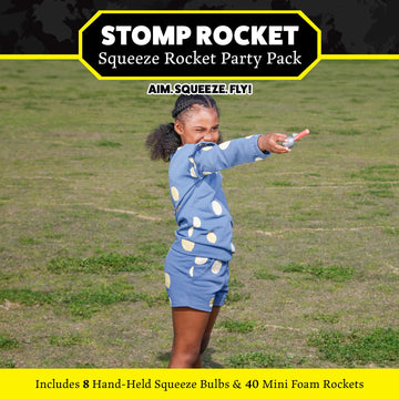 Stomp Rocket Squeeze Rocket 8 Player Party Pack - Includes 8 Launchers, 40 Soft Foam Rockets - Rocket Launcher STEM Gift - Ages 4 & Up - Fun Backyard