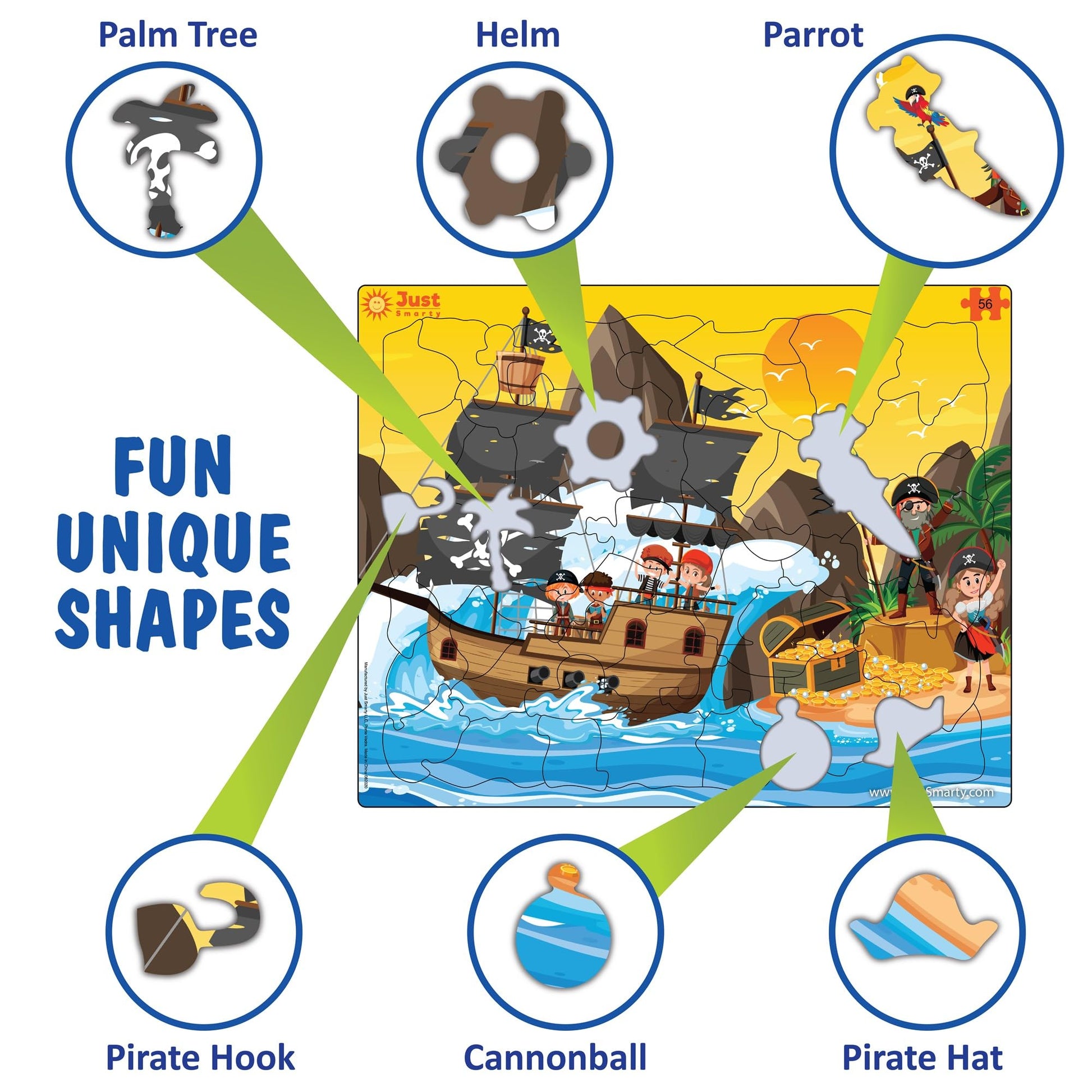 Just Smarty Pirates Puzzle for Boys and Girls, 56 Pieces