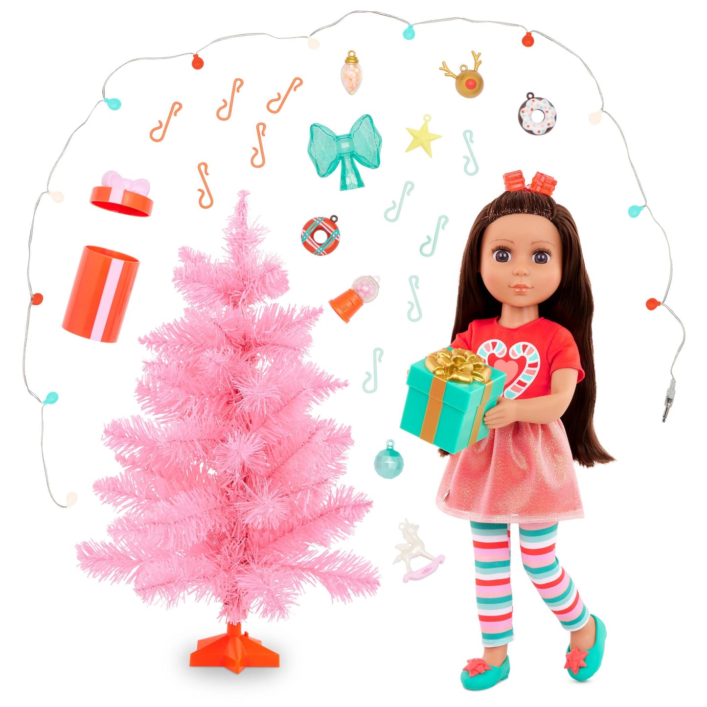Glitter Girls - 14-Inch Doll Set - Brown Hair & Eyes - Christmas Tree, Ornaments & Outfit 3+ Years - Eve & Holiday Playset