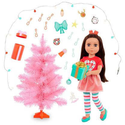 Glitter Girls - 14-Inch Doll Set - Brown Hair & Eyes - Christmas Tree, Ornaments & Outfit 3+ Years - Eve & Holiday Playset