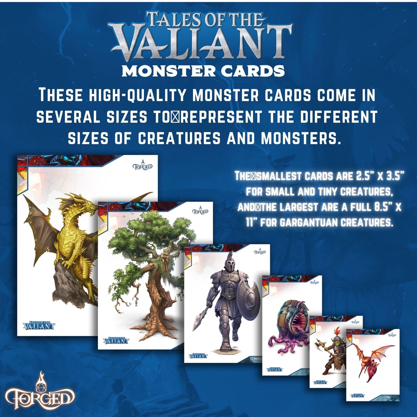 Forged Dice Co. Monster Cards Tales of the Valiant Monster Vault - 313 Full-Color Fantasy Creatures for Dnd 5E Compatible RPGs - Quick Reference Deck