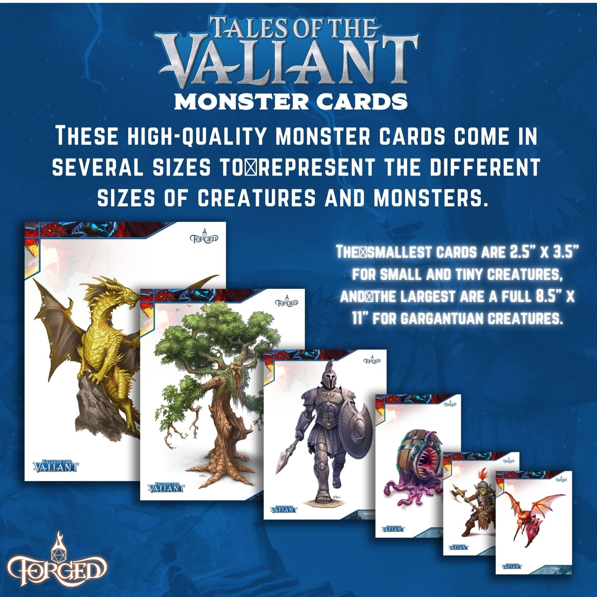 Forged Dice Co. Monster Cards Tales of the Valiant Monster Vault - 313 Full-Color Fantasy Creatures for Dnd 5E Compatible RPGs - Quick Reference Deck