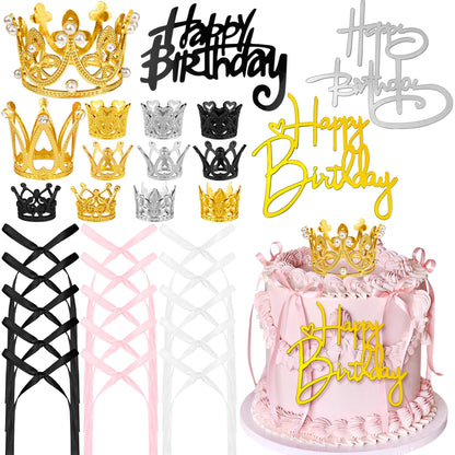 30 PCS Crown Cake Topper Cake Decorations for Women Princess Cake Decoration Tiara Cake Topper Birthday Princess Cake Topper Mini Crown Cake Topper