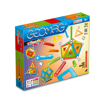 Geomag Magnetic Sticks and Balls Building Set, Magnet Toys for STEM, Creative, Educational Construction Play, Swiss-Made Innovation, Confetti 50 Piece