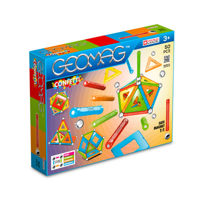 Geomag Magnetic Sticks and Balls Building Set, Magnet Toys for STEM, Creative, Educational Construction Play, Swiss-Made Innovation, Confetti 50 Piece