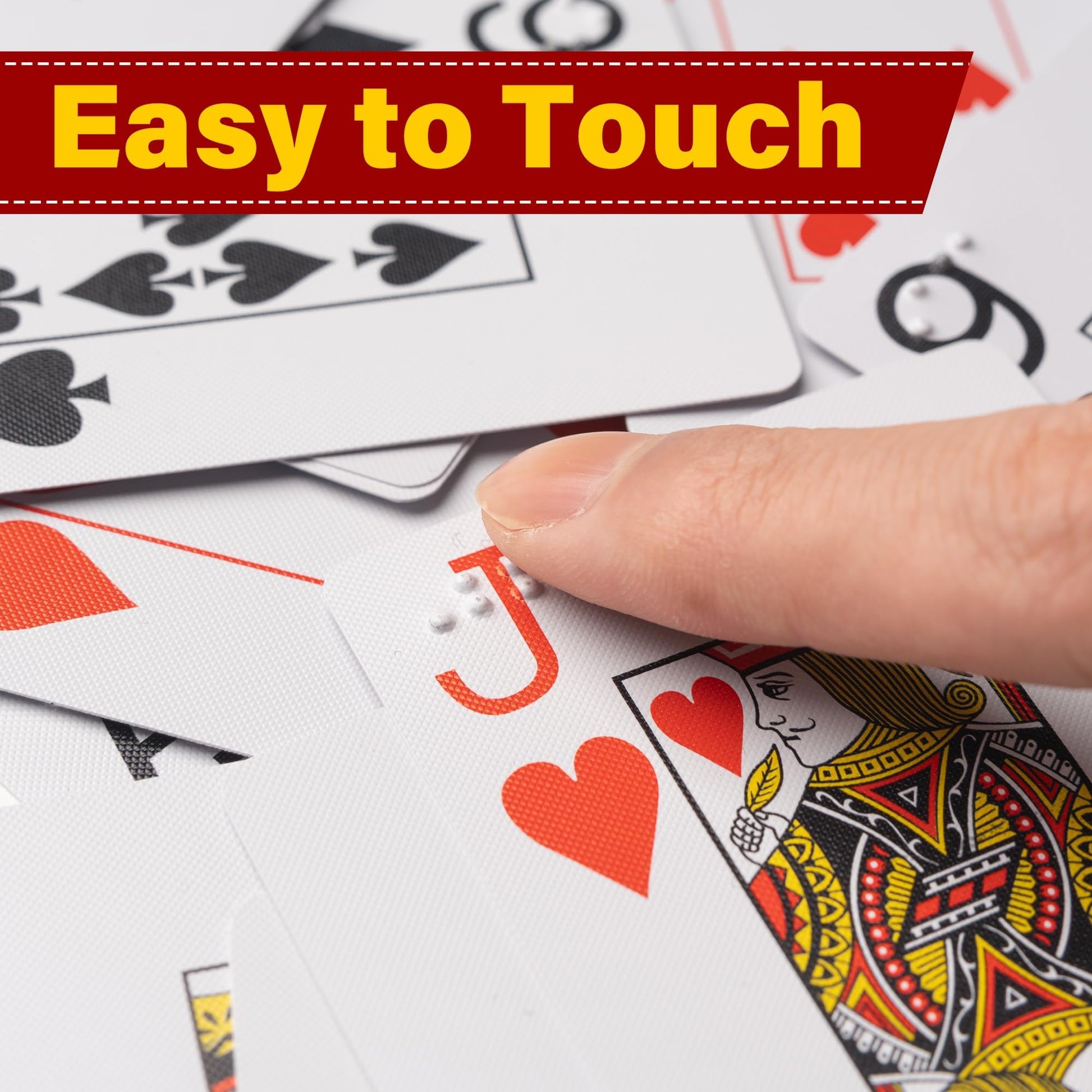 BozenTek 2PK Braille Playing Cards for The Visually Impaired - Best Gifts for Blind Adults, Braille Poker for Learn Braille, Perfect for Games