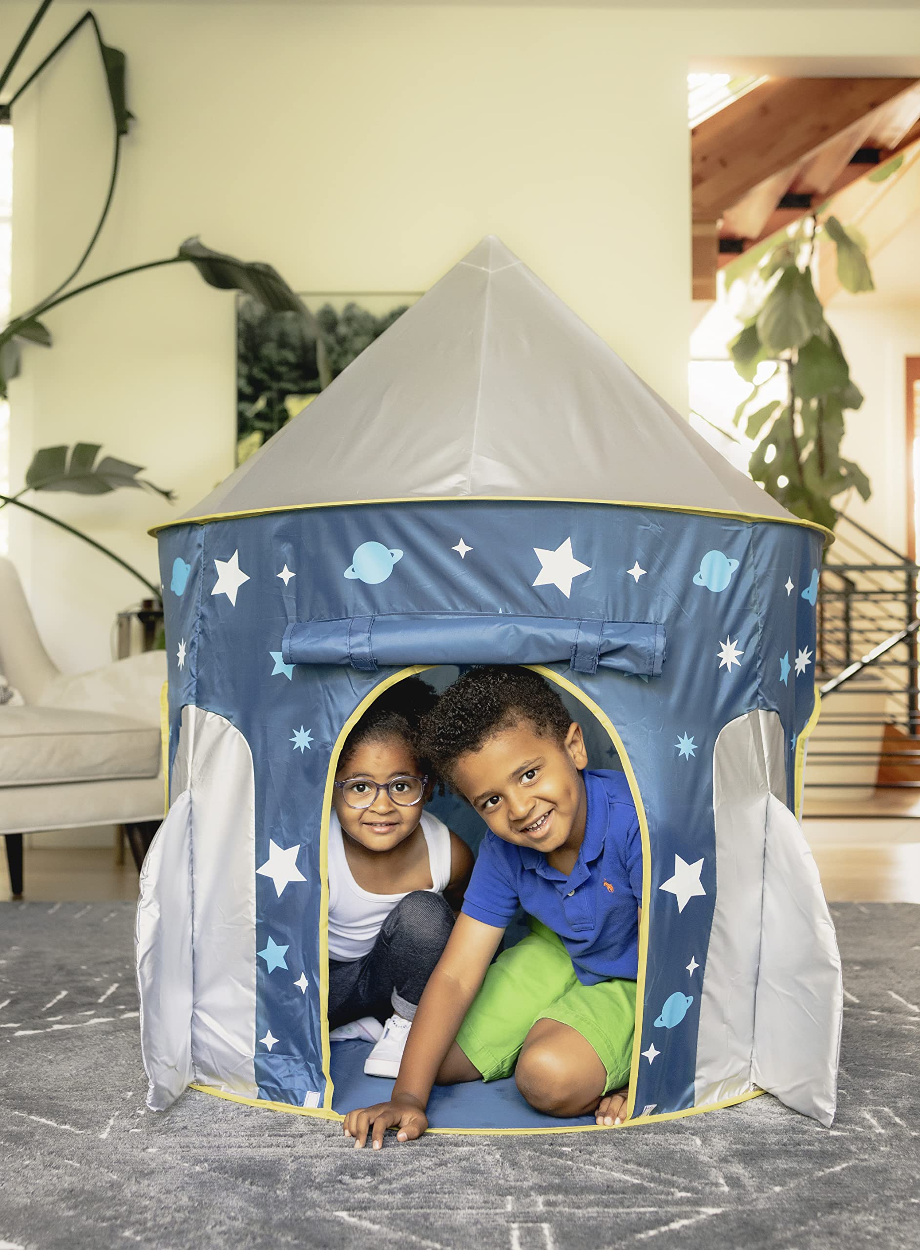 Chuckle & Roar - Spaceship Play Tent - Active Play for Toddlers - Preschool pop up Tunnel Companion - Ages 3 and up - Space Themed Tent