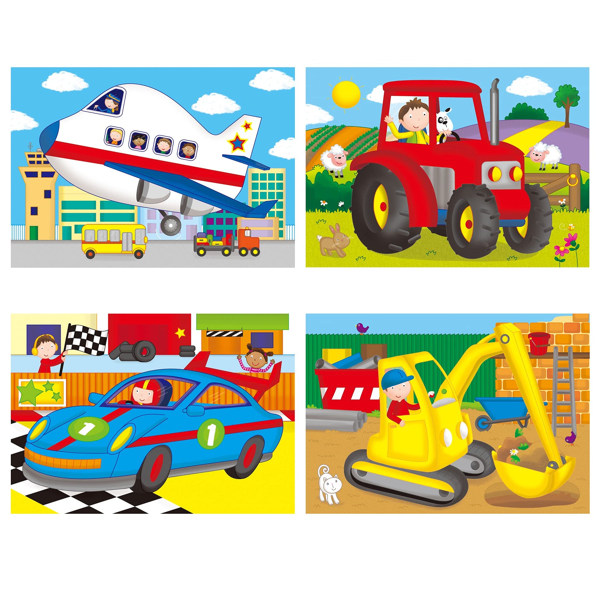 Galt Toys, 4 Puzzles in A Box - Vehicles, for Ages 36