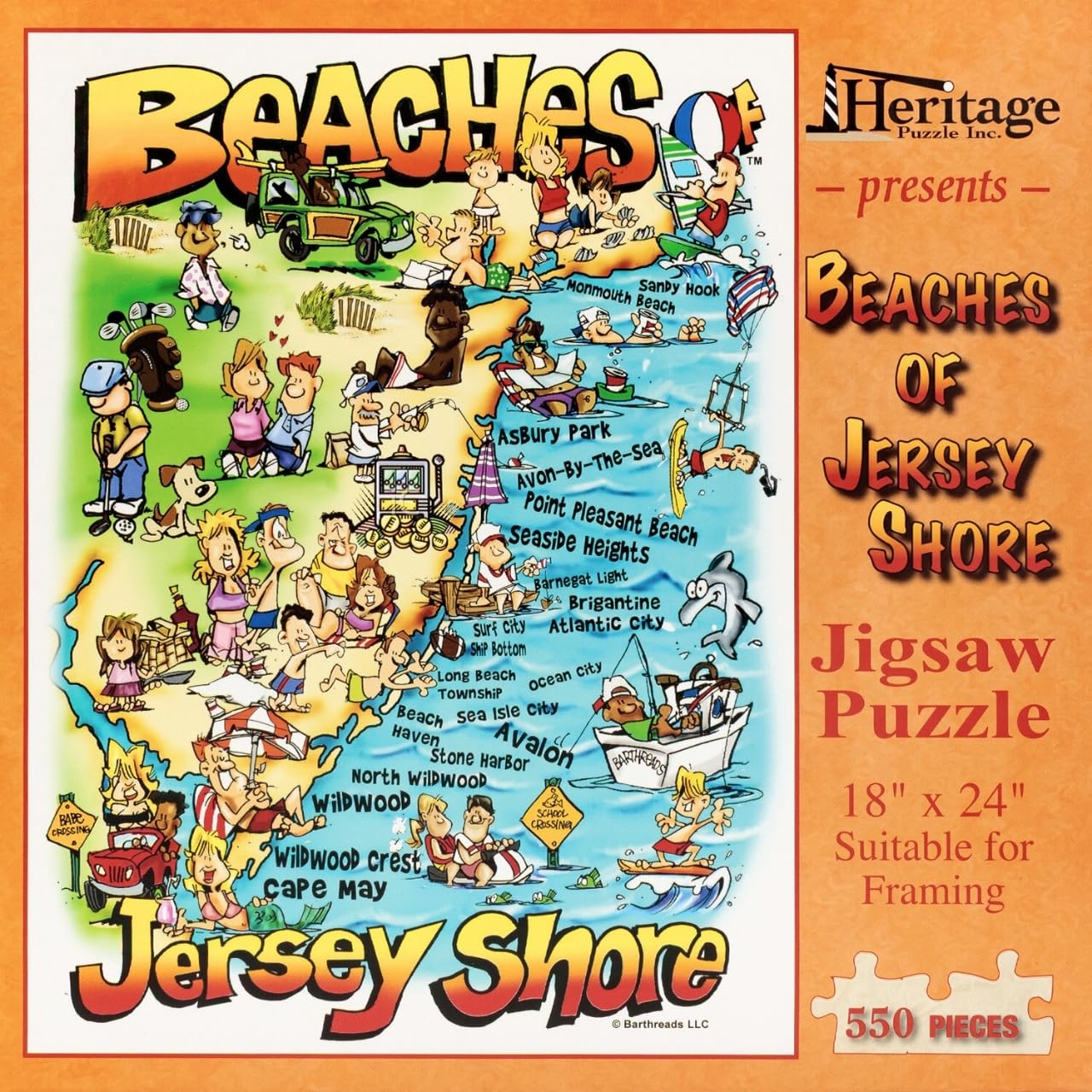 Heritage Puzzle Beaches of the Jersey Shore Map 550 Pieces