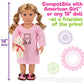 4pc Pink Nightgown Doll Outfit w Teddy Bear- 18" Doll Clothes & Accessories Compatible w American Girl Dolls- PJ Set Includes Nightgown, Slippers &
