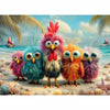 Puzzles for Adults 500 Pieces, Chicken Jigsaw Puzzles - Beach Bunch, Impossible Beach Puzzles for Seniors Family, 20.47x14.96 inches, 1:1 Poster