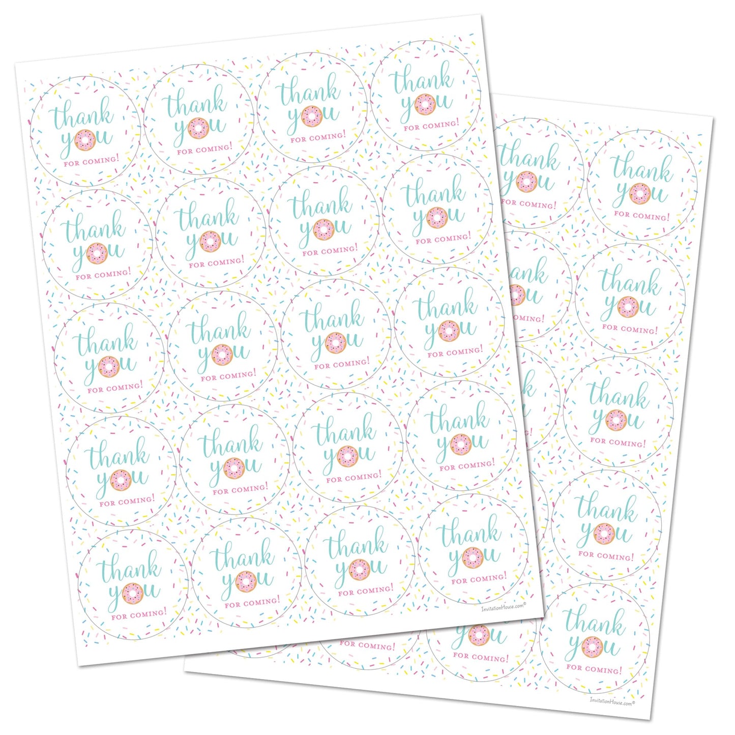 40 cnt Donut Birthday Party Thank You Favor Stickers