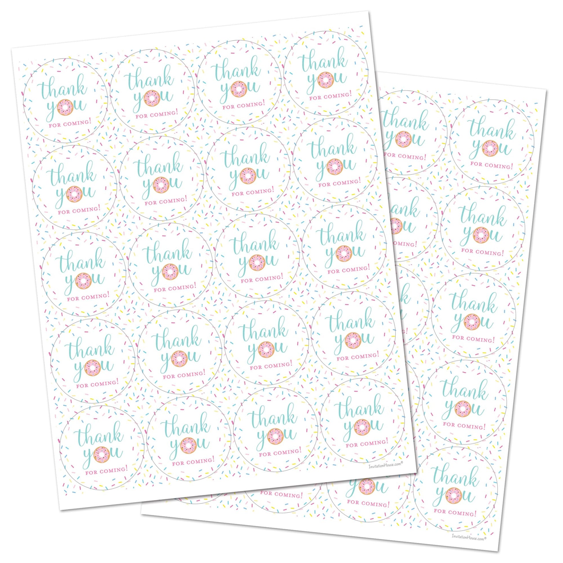 40 cnt Donut Birthday Party Thank You Favor Stickers