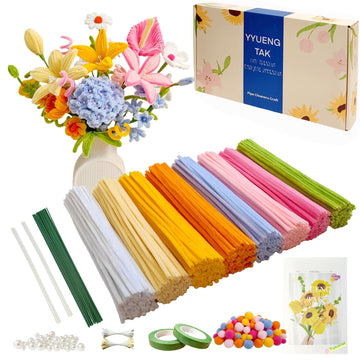 YYUENG TAK 500 Pcs Dopamine Colors Pipe Cleaners Flower kit,Chenille Stems for DIY Art Projects Creative Gift,Pipe Cleaners Craft