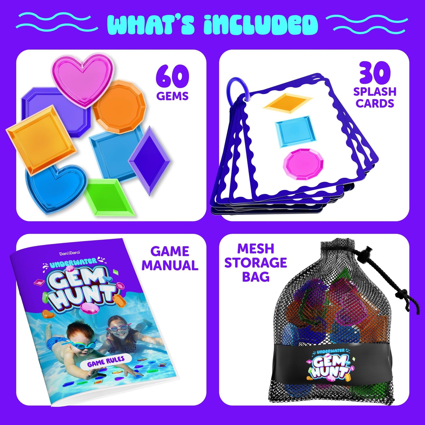Dan&Darci Pool Gem Hunt Diving Game for Kids - Pools Toys for Kid Ages 6 7 8 9 10 11 12 Year Old - Water Games Swimming Dive Toy - Gifts for Girls