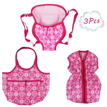 DC-BEAUTIFUL 3 Pack Doll Accessories Set with Handbag and Front/Back Carrier Backpack and Sleeping Bag, Fits 14 to 18?Dolls