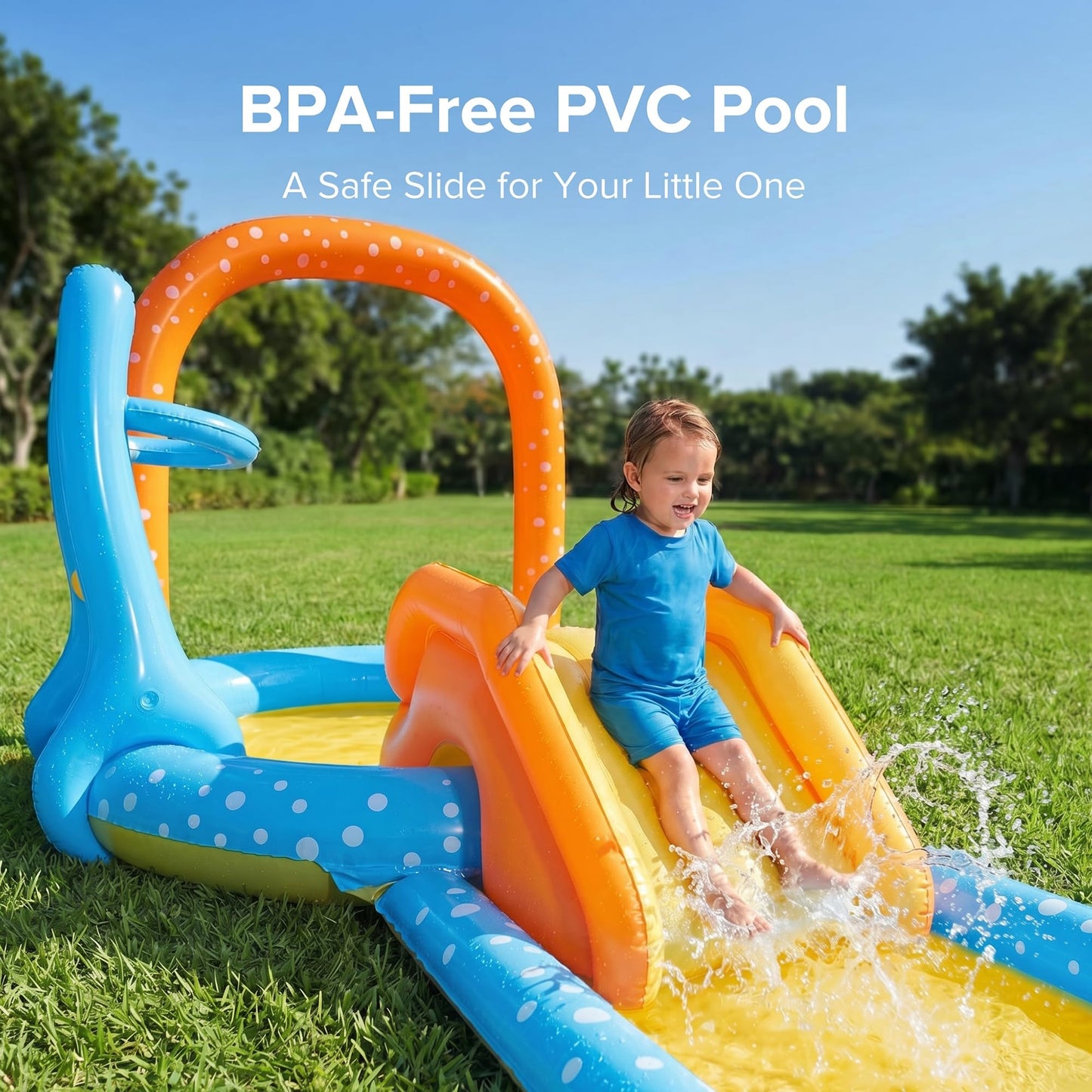 Inflatable Pool for Kids, 131.8" Kiddie Pool Water Play Center