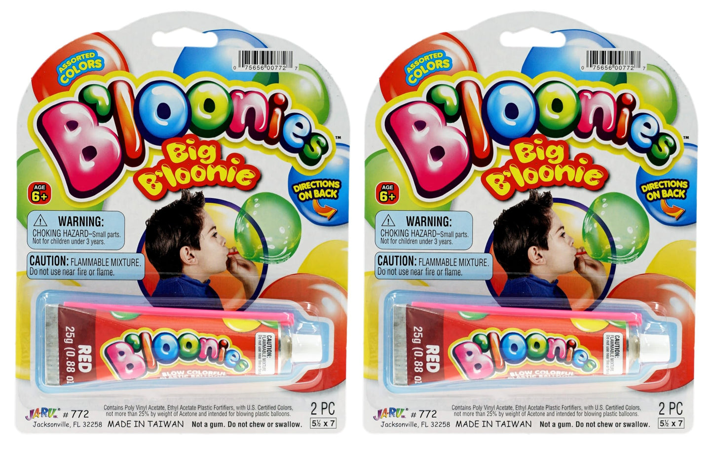 JA-RU Large B'loonies Plastic Balloon XXL (2 Tubes) Great Original Bloonies Bubble Making. 772-2