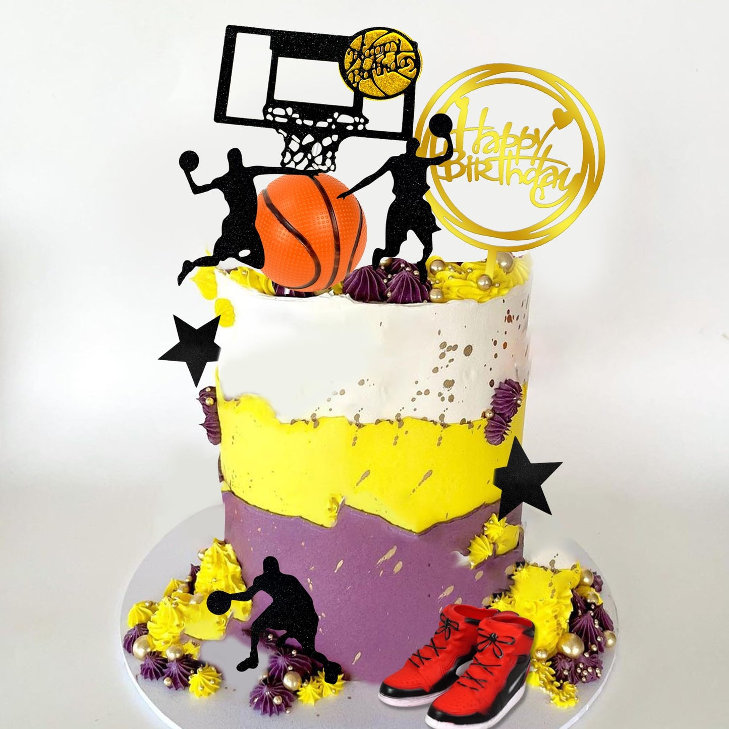 17 PCS Basketball Cake Toppers Basketball Star Themed Cake Decorations for Boy Cake Topper Sport Cake Party Decorations Sports Party Supplies (1)