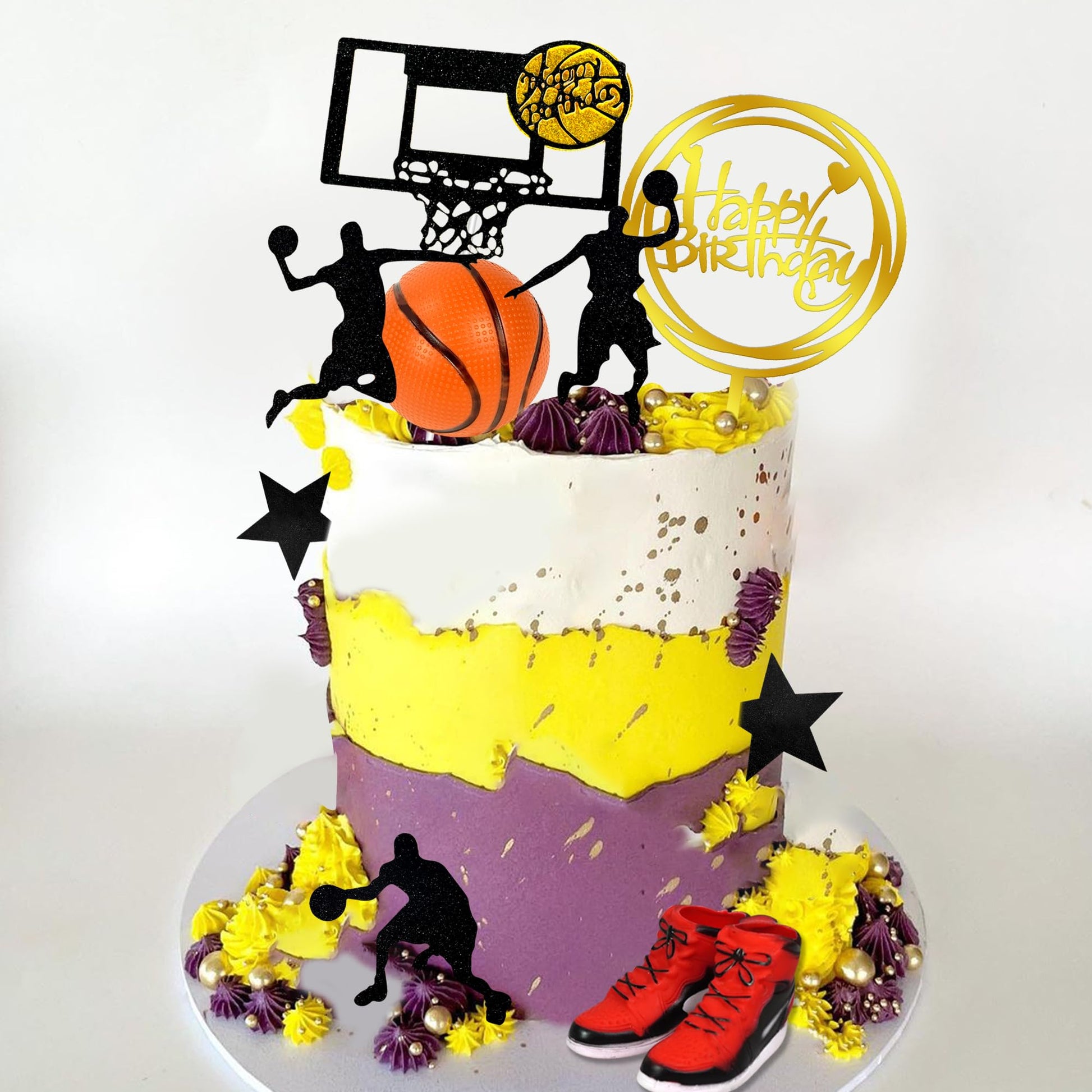 17 PCS Basketball Cake Toppers Basketball Star Themed Cake Decorations for Boy Cake Topper Sport Cake Party Decorations Sports Party Supplies (1)
