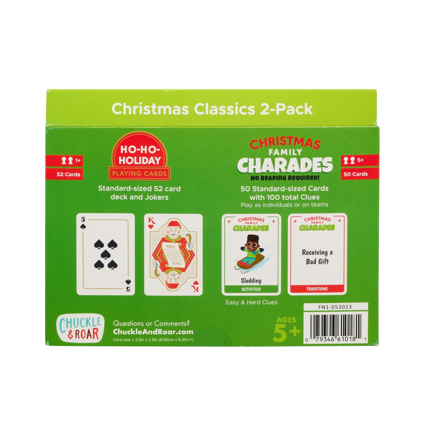 Buffalo Games - Holiday Family Card Game 2 Pack - Ho Ho Holiday Cards and Family Charades - Family Game Night Staple - Ages 6 and Up