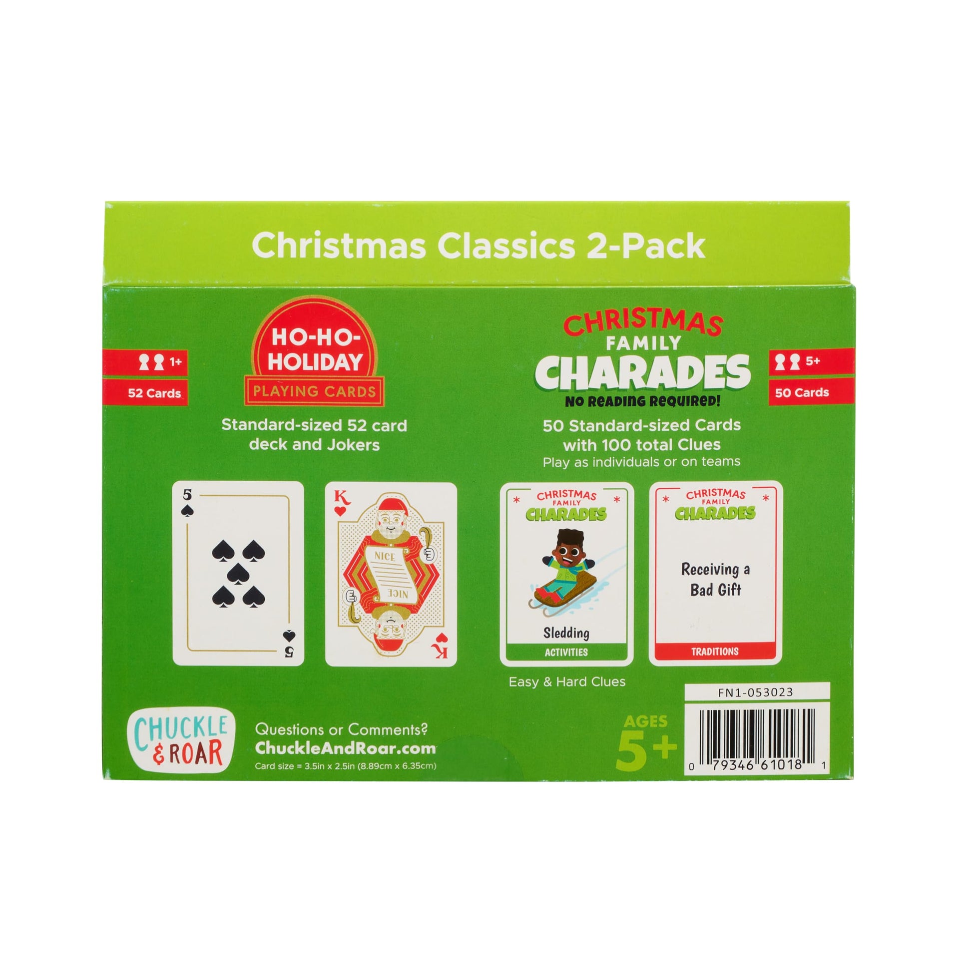 Buffalo Games - Holiday Family Card Game 2 Pack - Ho Ho Holiday Cards and Family Charades - Family Game Night Staple - Ages 6 and Up