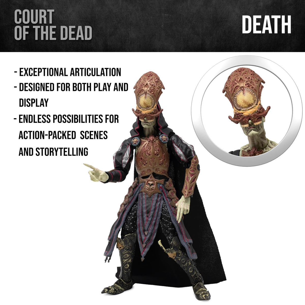 Boss Fight Studio Court of the Dead Death 1:12 Scale Action Figure - Highly Articulate Collectible Figuring with Accessories Including Scythe, Fabric