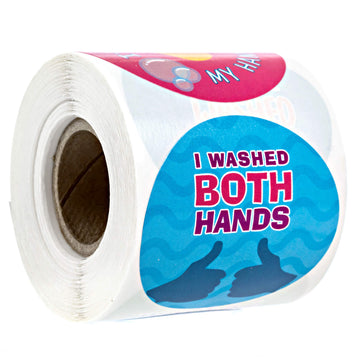 I Washed My Hands Sticker / 250 Kids Hand Washing Achievement Stickers / 2" School Children Colorful Reward Stickers / 6 Vibrant Designs/Made in