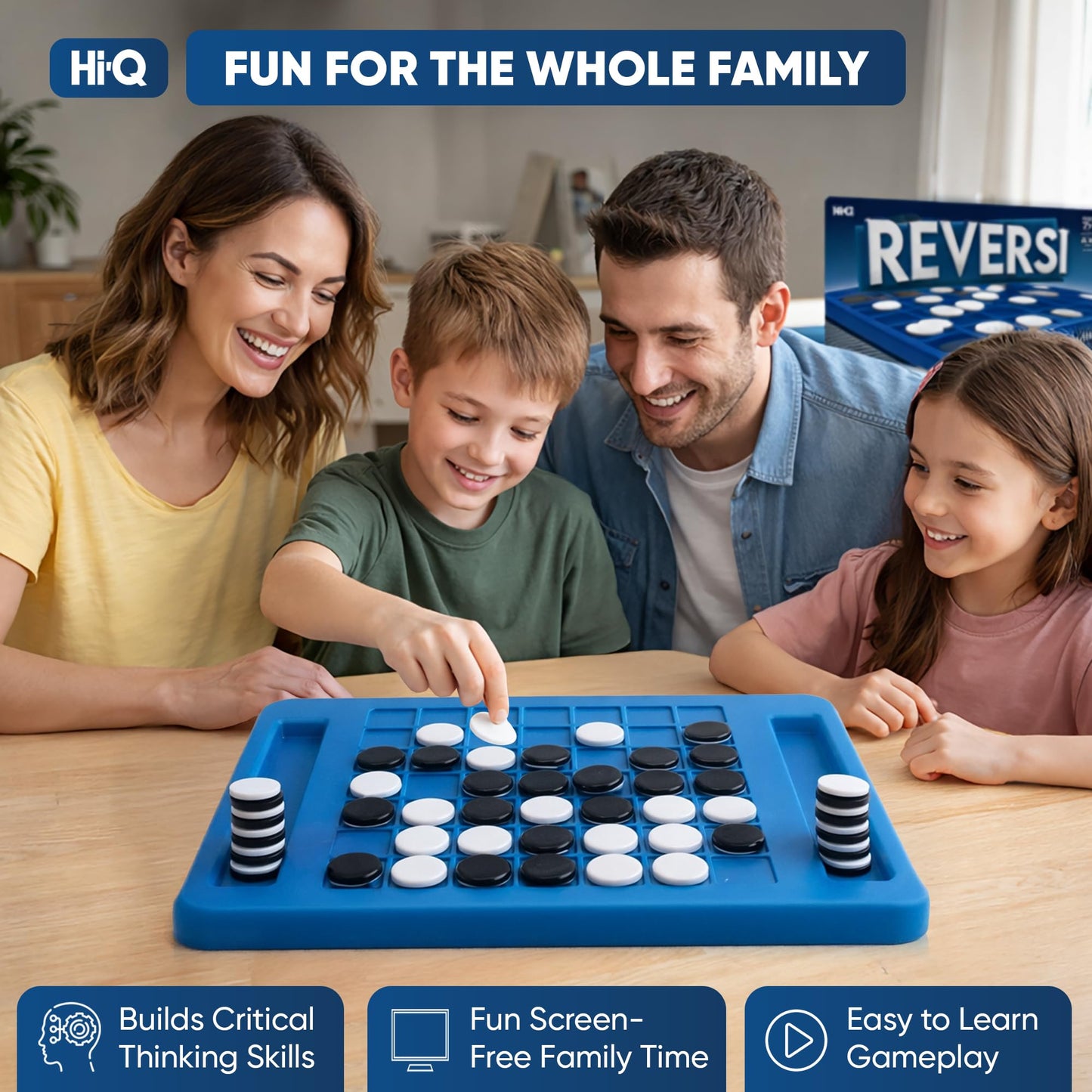 Reversi Board Game for Kids & Adults 14x10x2 Inches - Othello Classic Board Game - with 64 Reversible Discs & Built-in Storage - Strategy Board Game