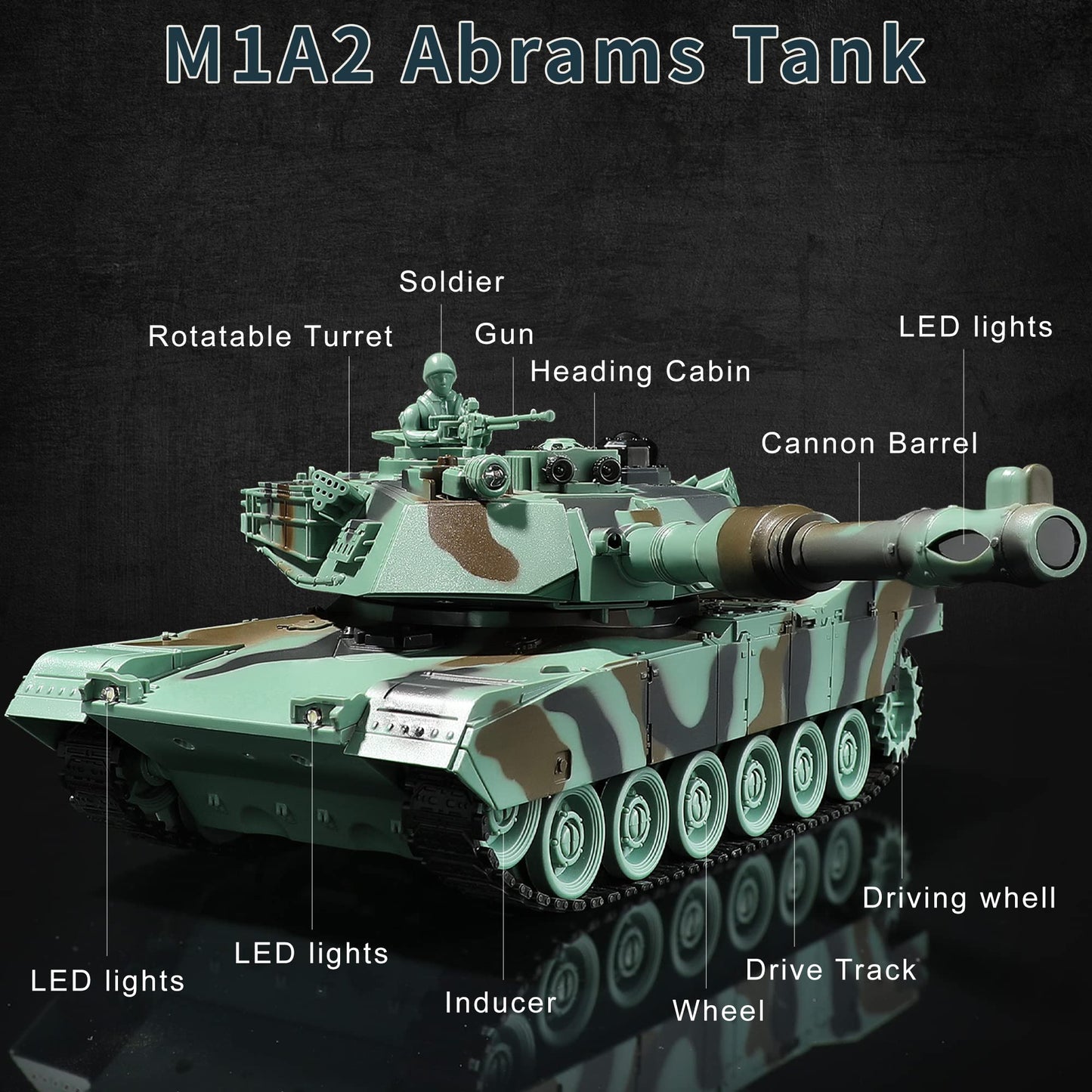 Bvrorere RC Tank, US M1A2 Abrams Remote Control Tank Toy