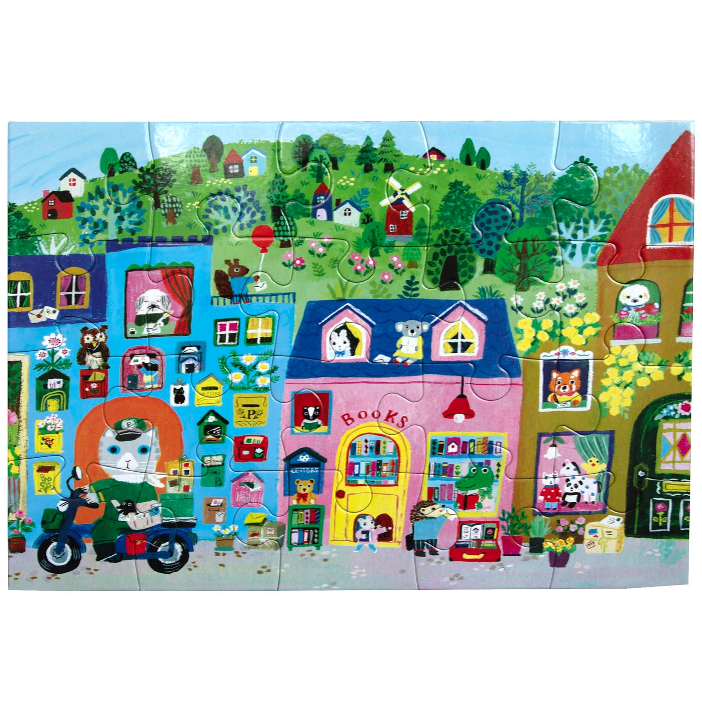 eeBoo Yumi's Village 20 Giant Piece Children's Puzzle, 15" x 11"