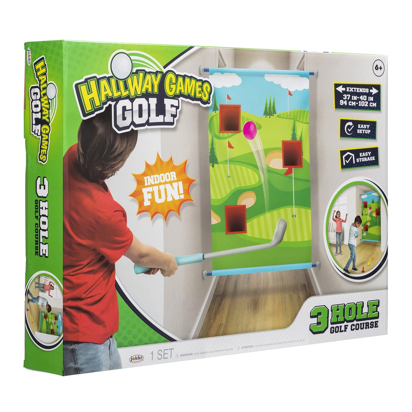 Maui Toys Golf Indoor Hallway Games! Fun 3 Hole Golf Course with 3 Golf Balls, 1 Driver & 1 Tee