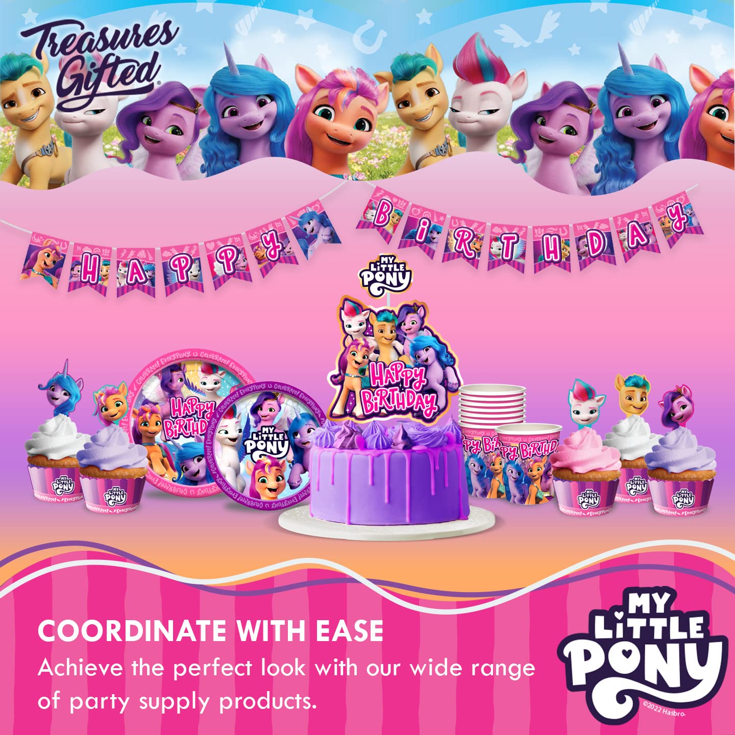 Treasures Gifted Officially Licensed My Little Pony Birthday Party Supplies - Pack of 3 Tablecloth 54in x 108in - My Little Pony Party Decorations