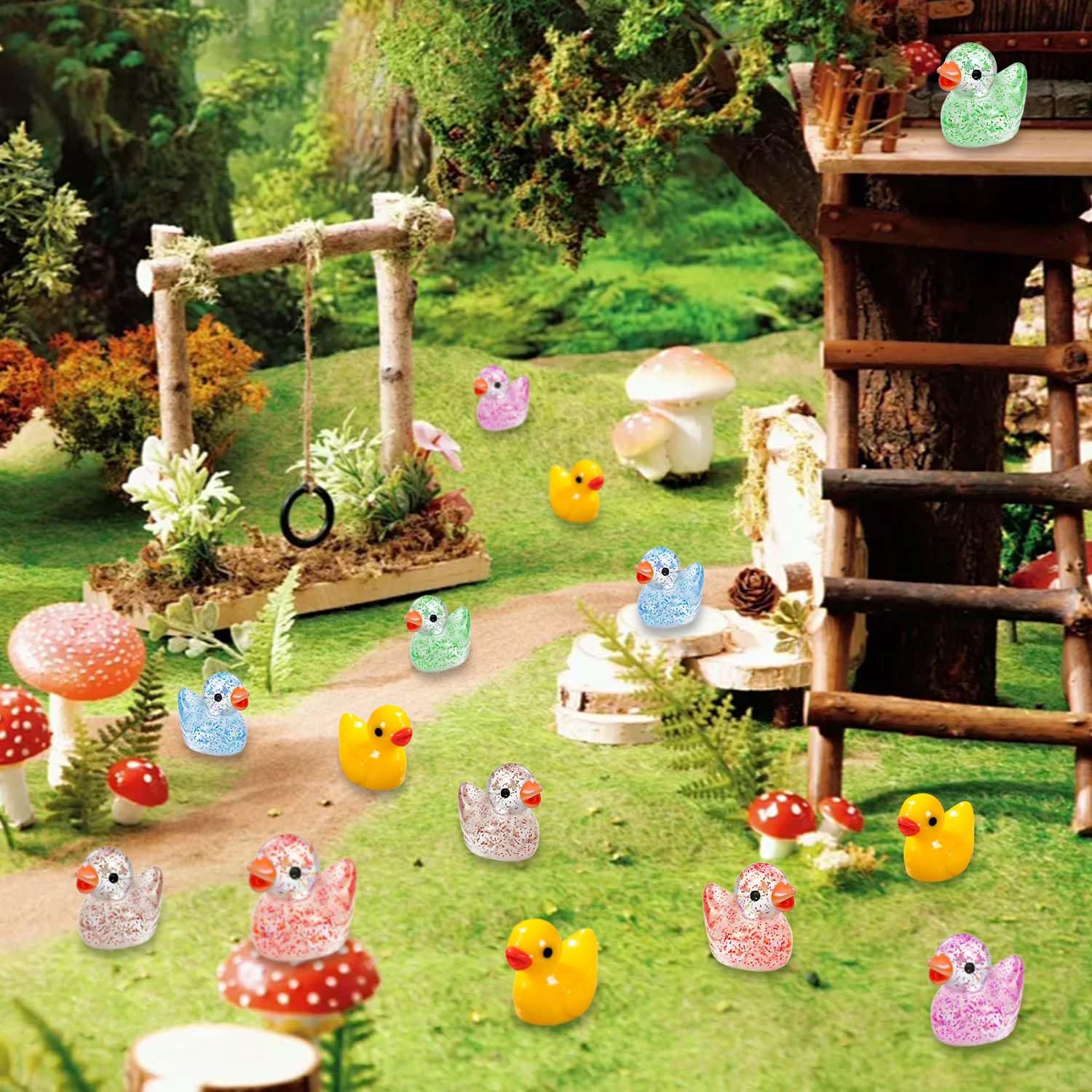 SHIFANQI 150pcs Mini Resin Animals, Tiny Resin Animals Miniature Little Small Ducks Animal Figures Bulk for Micro Fairy Garden Landscape Accessories