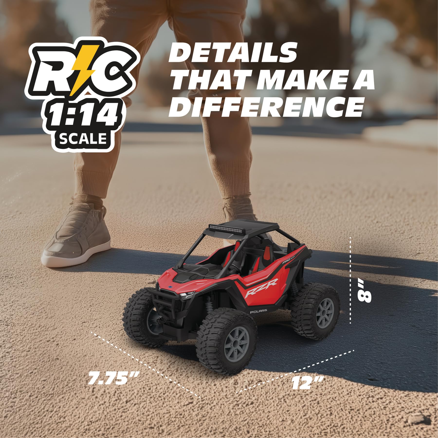 Motor Dayz Polaris RZR Remote Control UTV - 1:14 Scale 2WD RC Car, Officially Licensed Polaris RZR, Full-Function 2.4GHz Radio Control, USB