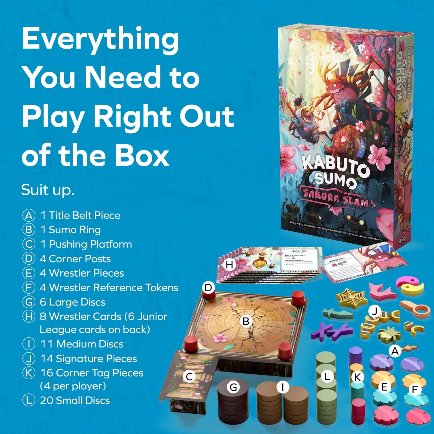 ALLPLAY Kabuto Sumo: Sakura Slam Board Game for Adults- The Return of The Coin Pushing Beetle Brawl - Standalone Sequel - Strategy Dexterity Game