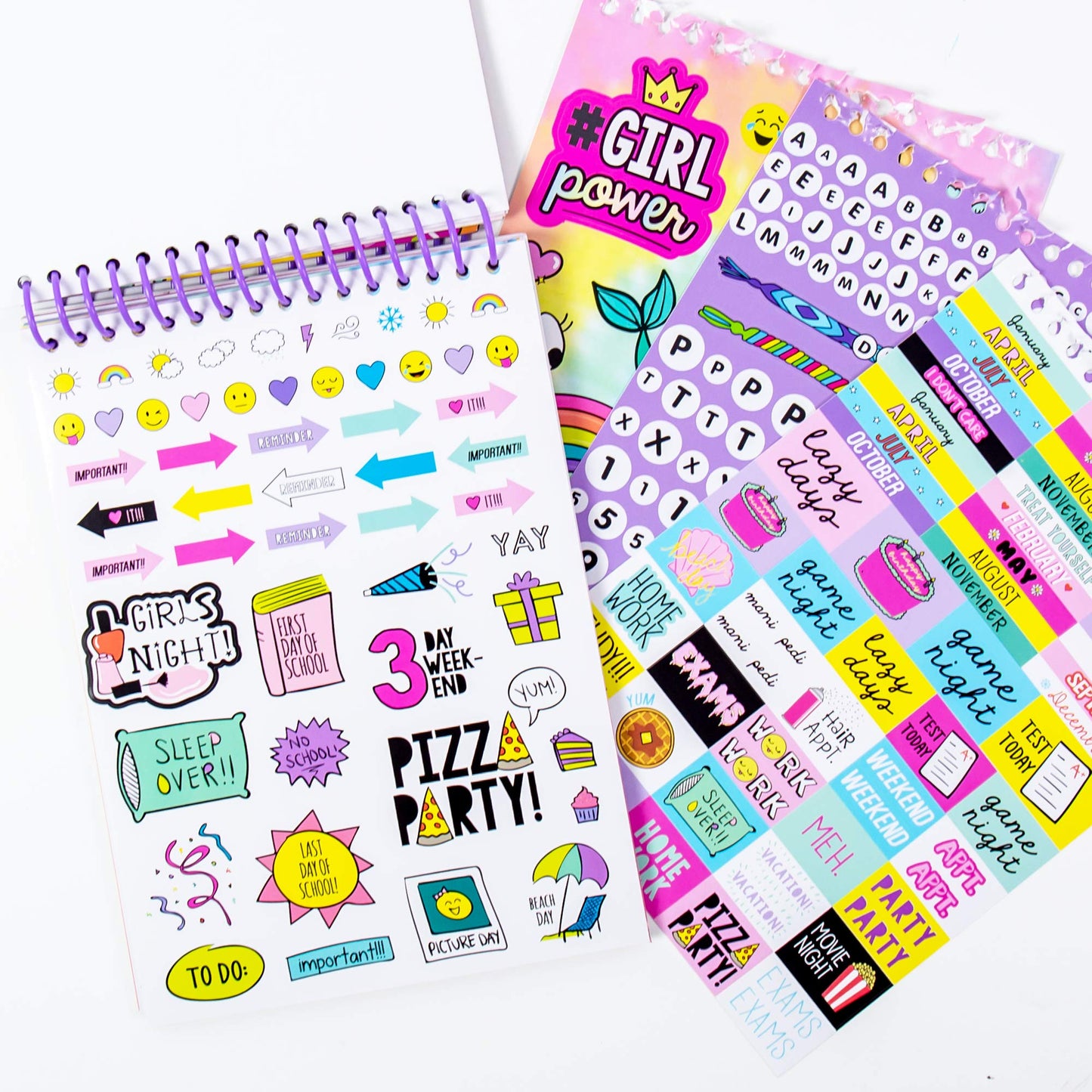 Just My Style 1100 Vinyl Sticker Book, Sparkly Spiral Bound Book With Positivity Quotes, Tie Dye Stickers, Sweet Treats & More, Great For Back