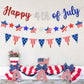 Happy 4th of July Patriotic Banner Garland, Pre-Strung Cardboard Stars and Pennants, Red White Blue USA Flag Stars and Stripes for Independence Day