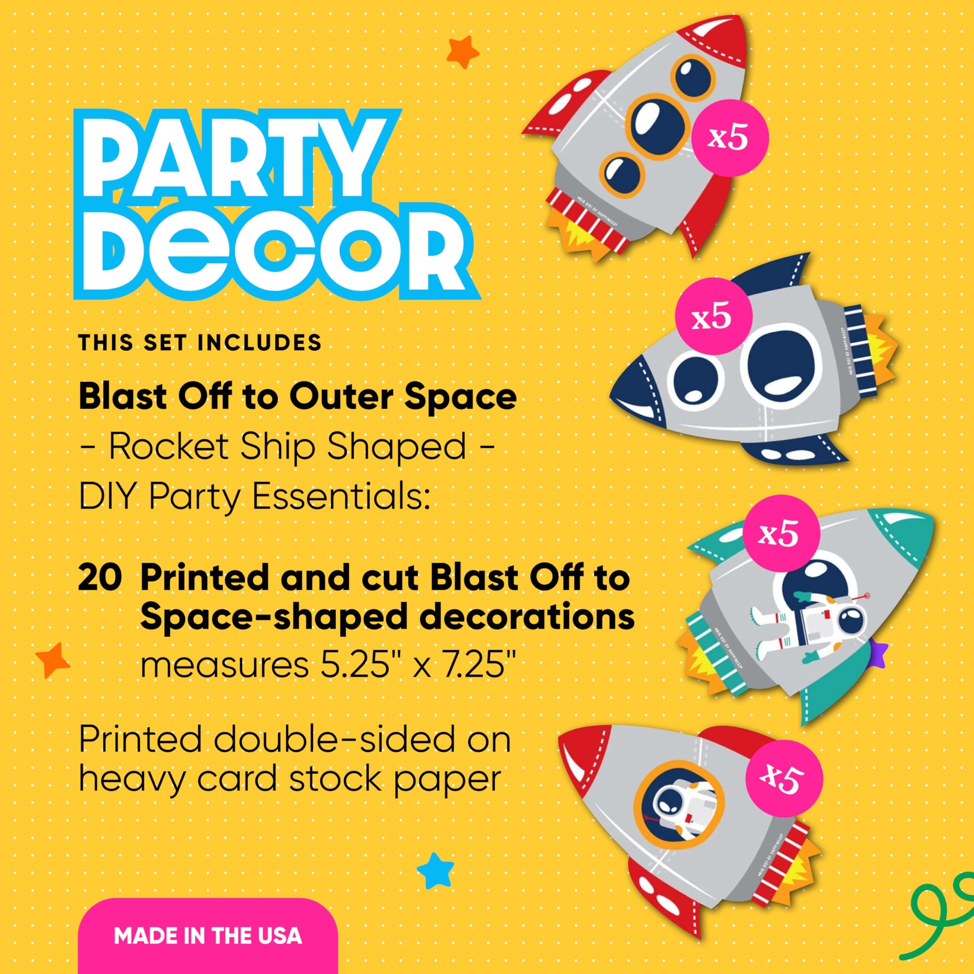 Big Dot of Happiness Blast Off to Outer Space - Astronaut Decorations DIY Rocket Ship Baby Shower or Birthday Party Essentials - Set of 20