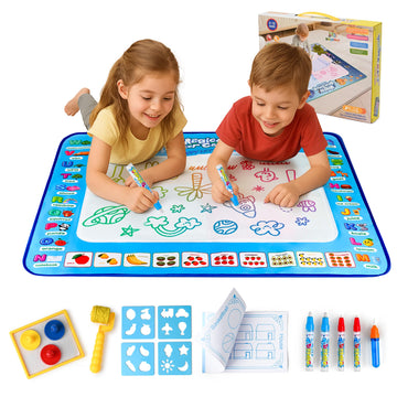 Water Doodle Mat | Mess Free Painting for Toddlers | Doodle Pad for Kids Ages 3-12 | Toddler Drawing Pad with Fillable Pens & Booklet | Fun
