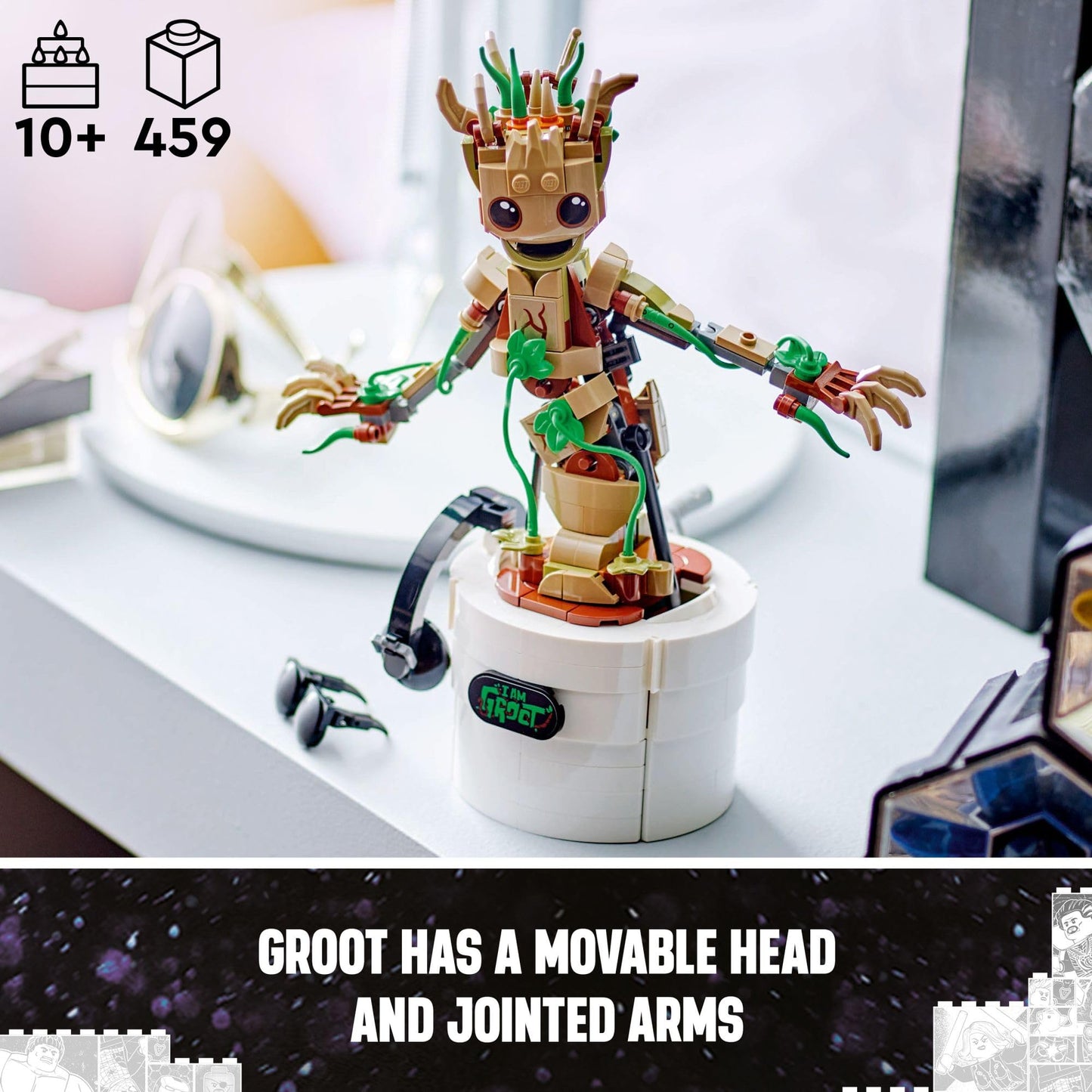 LEGO Marvel Dancing Groot, Guardians of the Galaxy Toy, Buildable Birthday Gift, Marvel Toy, Super Hero Hand-Operated Interactive Playset, Marvel Gift