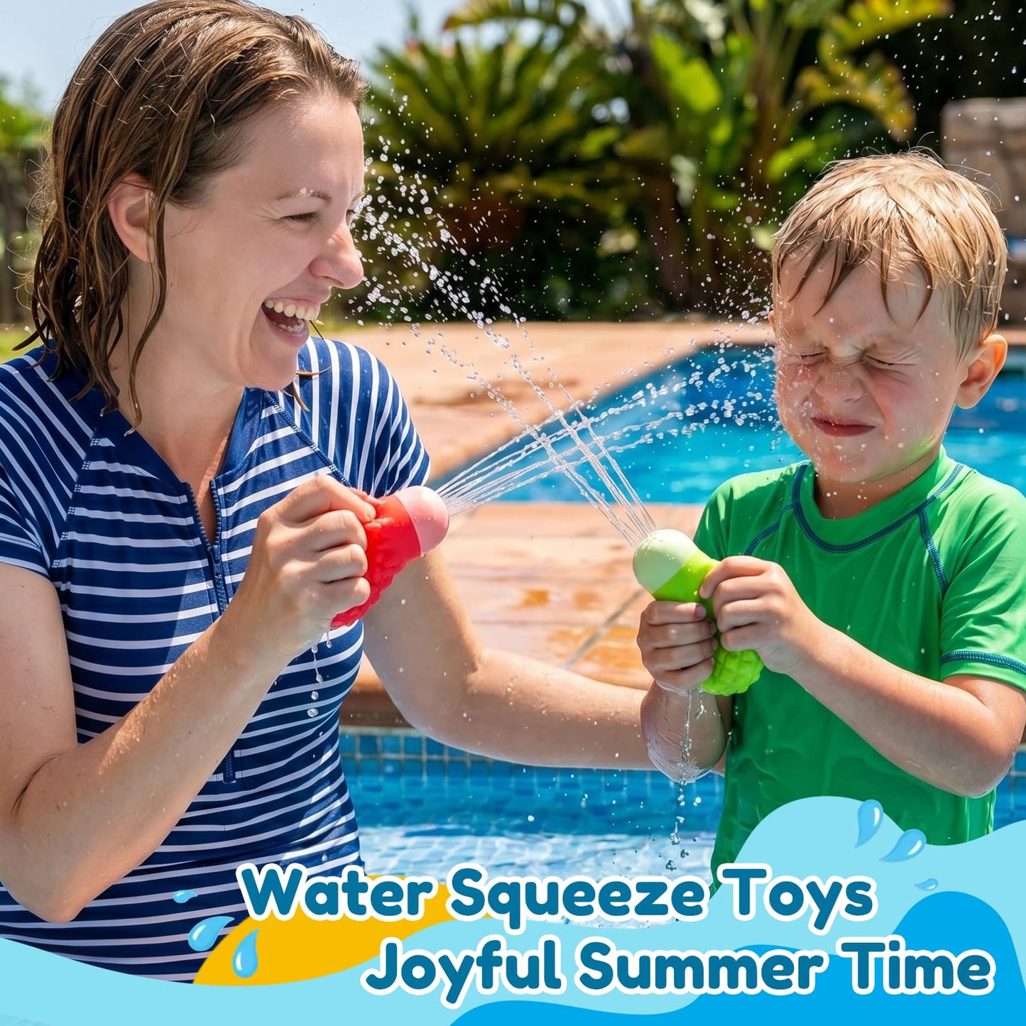 Sensory Water Squeeze Bath Toys, 3Pack Silicone Pool Floating Bulb Toys for Toddlers Kids 1-3, Mold Free Textured Water Table Fidget Toys Stocking