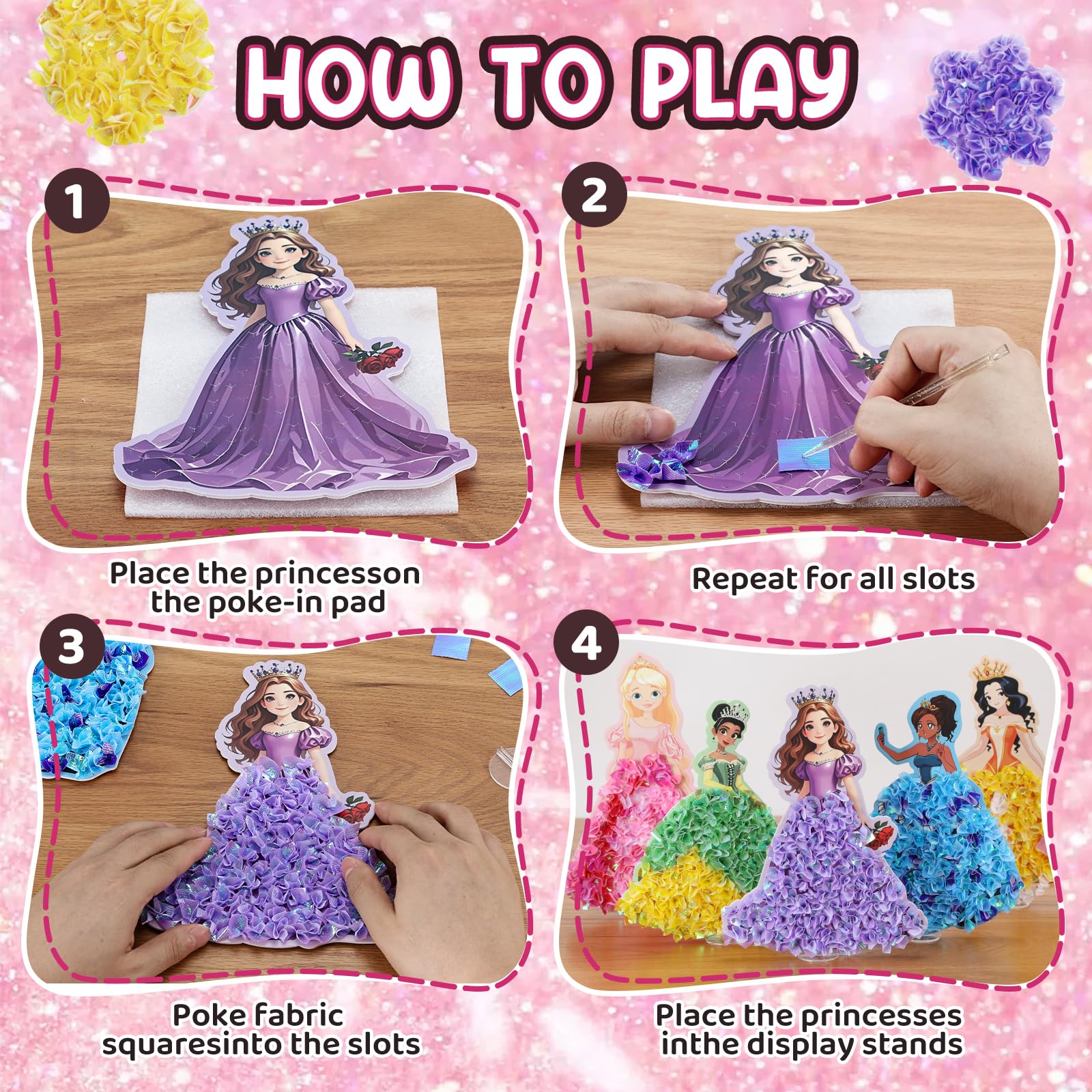 Poke Art Princess Kit Gift 10 Pcs Set,Crafts For Kids Ages 4-8, Diy Craft Kits With & Arts And Crafts For Kids.4, 5, 6, 7, 8, 9,10 Christmas