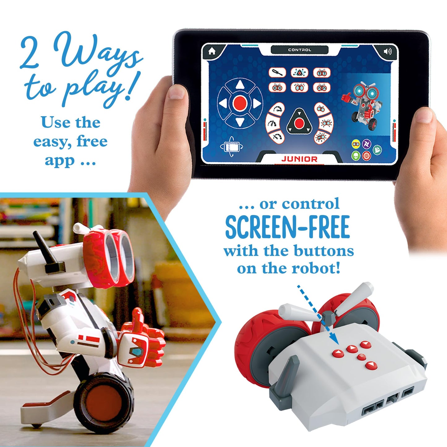 Thames & Kosmos Robotics Smart Machines Junior STEM Kit, Build & Code Your Robot’s Movements, Speed, Lights & Sounds, for Ages 8+, Use Screen-Free