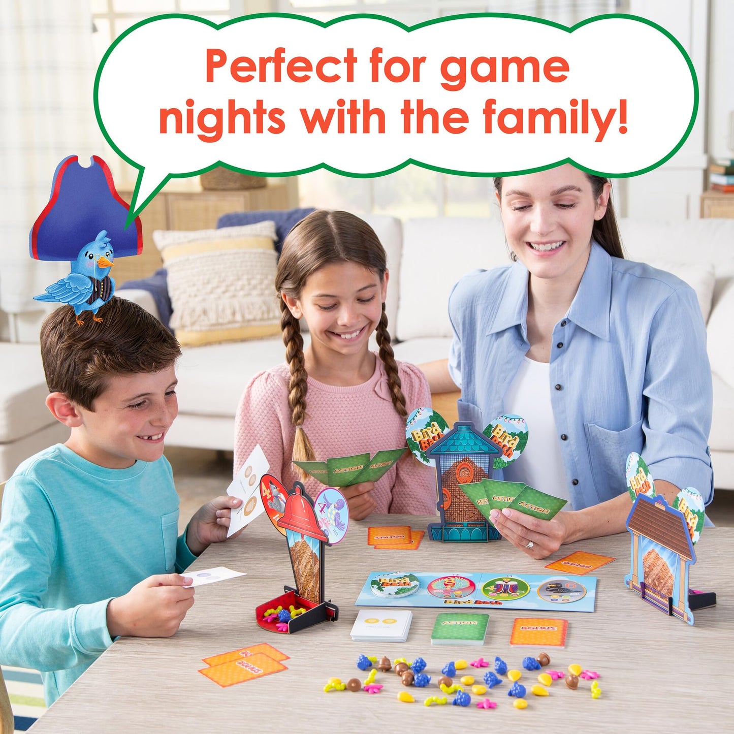 MindWare Bird Bash Family Board Game for 2-4 Players - Easy to Learn and Play in 40 Minutes - Earn Points with Action Cards - Fun Kid Board Games