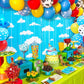 Cartoon Toy Inspired Story Birthday Party Decoration, 2 Pack Story Party Photo Booth Prop, Blue Sky White Cloud Fringe Curtains Tinsel Photo Streamers